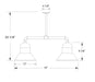 Prima 12" 2-light Stem Hung Pendant Light in Barn Red Line Drawing