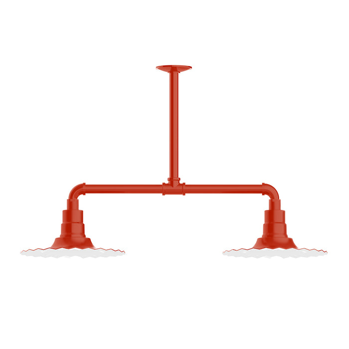 Radial 12" 2-light Stem Hung Pendant Light in Vermillion | Montclair Light Works