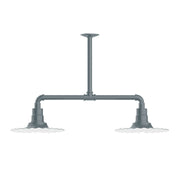 Slate gray 2-light stem-hung pendant light with two downward socket arms