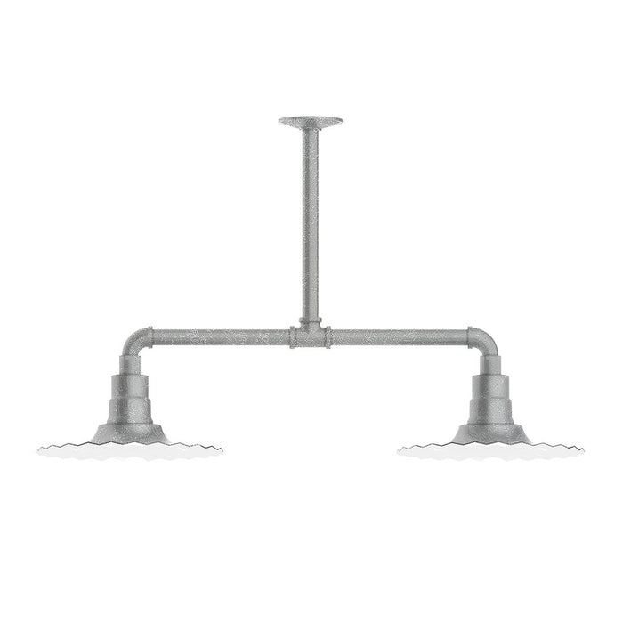Radial 12" 2-light Stem Hung Pendant Light in Painted Galvanized