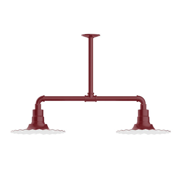 Radial 12" 2-light Stem Hung Pendant Light in Barn Red