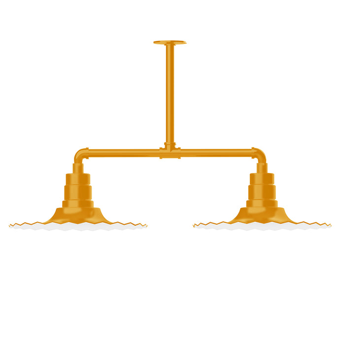 Radial 16" 2-light Stem Hung Pendant Light in Bright Yellow | Montclair Light Works