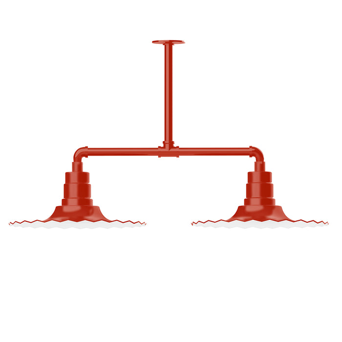 Radial 16" 2-light Stem Hung Pendant Light in Vermillion | Montclair Light Works