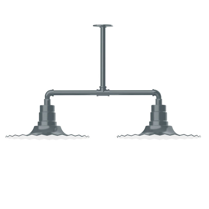 Radial 16" 2-Light Stem Hung Pendant Light in Slate Gray