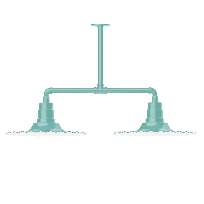 Radial 16" 2-light Stem Hung Pendant Light in Sea Green