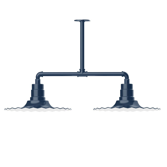 Radial 16" 2-light Stem Hung Pendant Light in Navy
