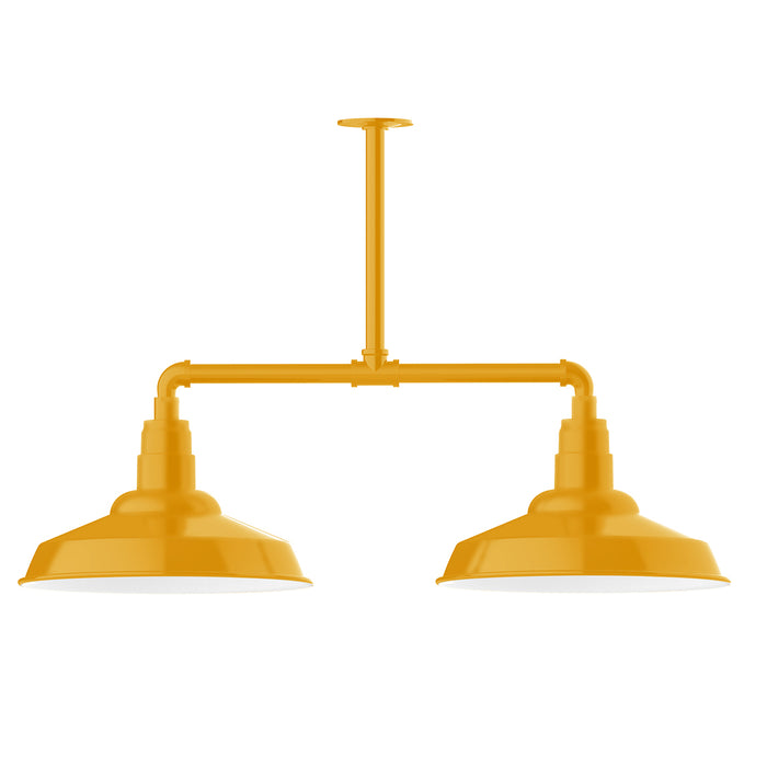 Warehouse 16" 2-light LED Stem Hung Pendant Light in Bright Yellow | Montclair Light Works