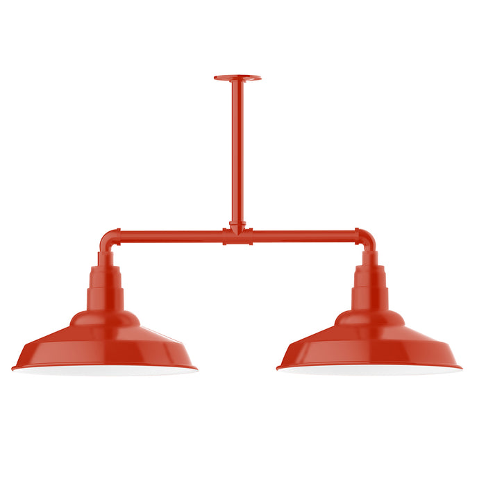 Warehouse 16" 2-light Stem Hung Pendant Light in Vermillion | Montclair Light Works