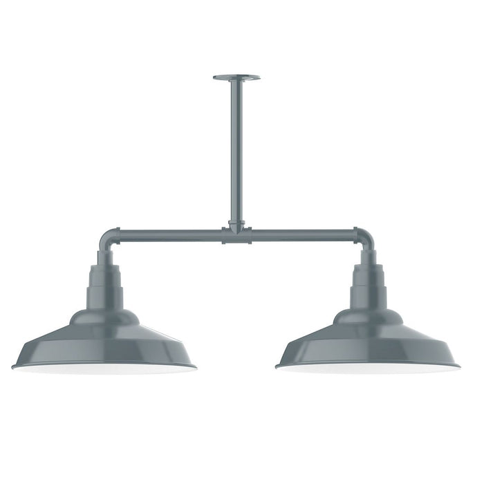 Warehouse 16" 2-light LED Stem Hung Pendant Light in Slate Gray