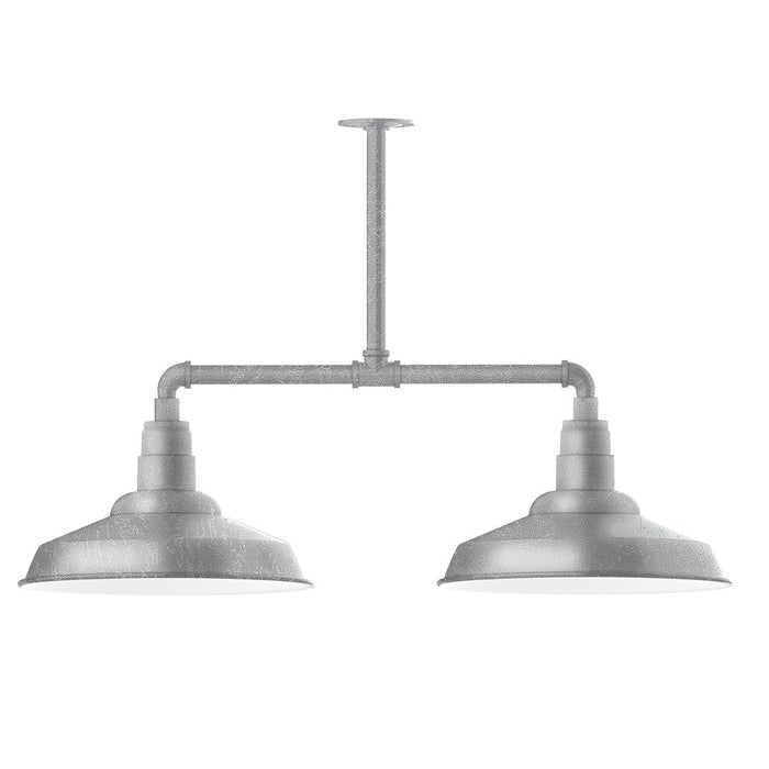 Warehouse 16" 2-light Stem Hung Pendant Light in Painted Galvanized
