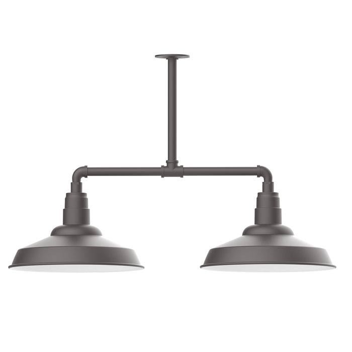 Warehouse 16" 2-light Stem Hung Pendant Light in Bronze Matte | Montclair Light Works