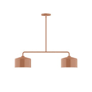 Terracotta two-light linear LED pendant with two cylindrical shades