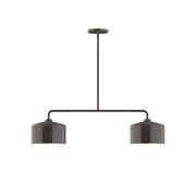 Architectural bronze 2-light linear pendant with two cylindrical shades