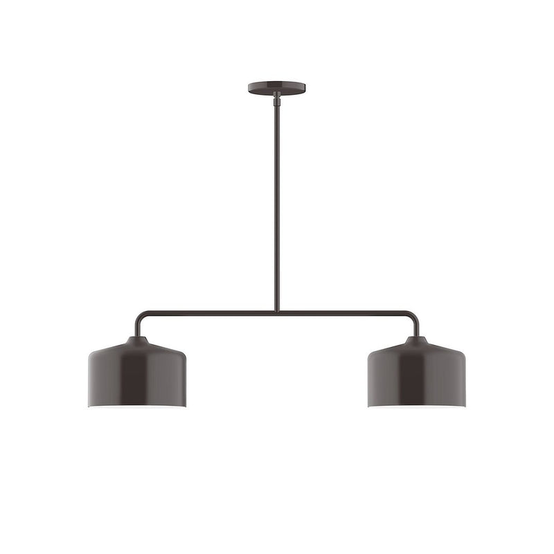 Architectural bronze 2-light linear pendant with two cylindrical shades