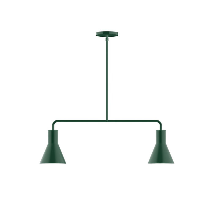 Axis Flare 2-Light Stem Hung Pendant in Forest Green