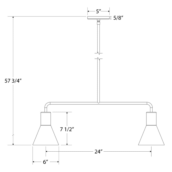 Flare 2-Light Linear Pendant in Cream Line Drawing