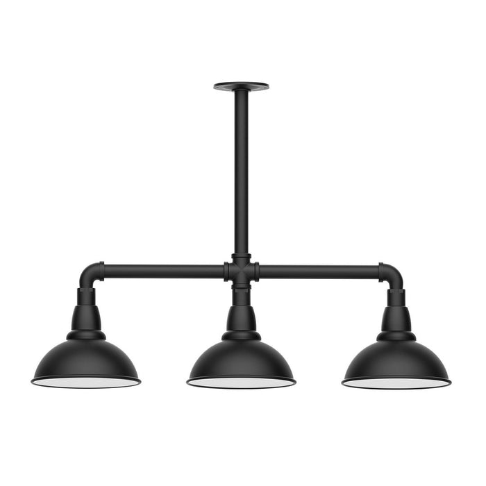 Cafe 8" LED 3-Light Stem Hung Pendant Light in Black