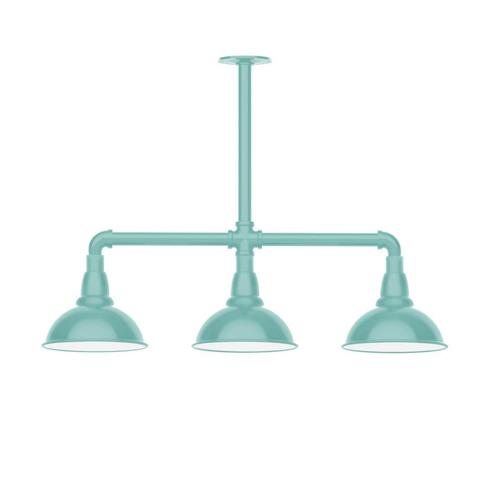 Cafe 8" LED 3-Light Stem Hung Pendant Light in Sea Green