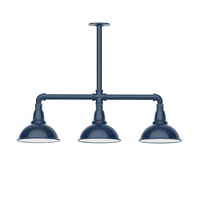 Cafe 8" LED 3-Light Stem Hung Pendant Light in Navy