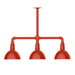 Deep Bowl 8" 3-light Stem Hung Pendant Light in Vermillion | Montclair Light Works