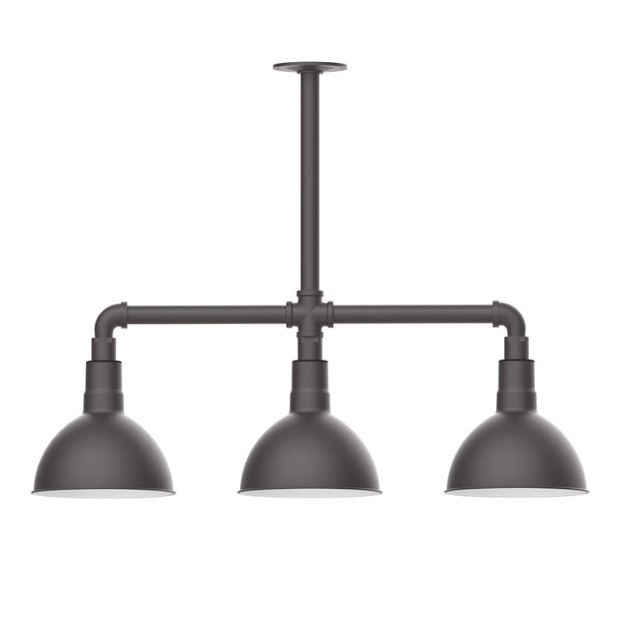 Deep Bowl 8" 3-light Stem Hung Pendant Light in Bronze Matte | Montclair Light Works