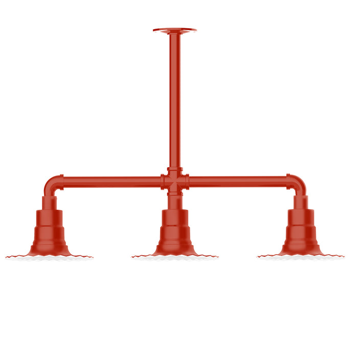 Radial 8" 3-light Stem Hung Pendant Light in Vermillion | Montclair Light Works