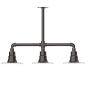 Bronze 3-light stem-hung pendant fixture with three downward lamp sockets