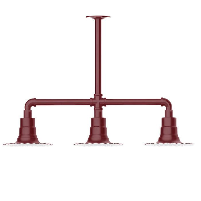 Radial 8" 3-light Stem Hung Pendant Light in Barn Red