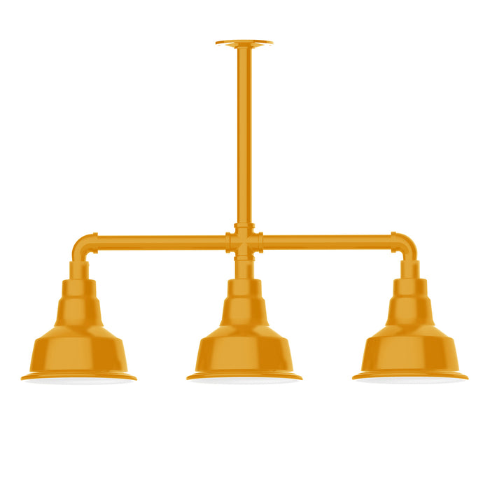 Warehouse 8" 3-light Stem Hung Pendant Light in Bright Yellow | Montclair Light Works