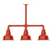 Warehouse 8" 3-light Stem Hung Pendant Light in Vermillion | Montclair Light Works
