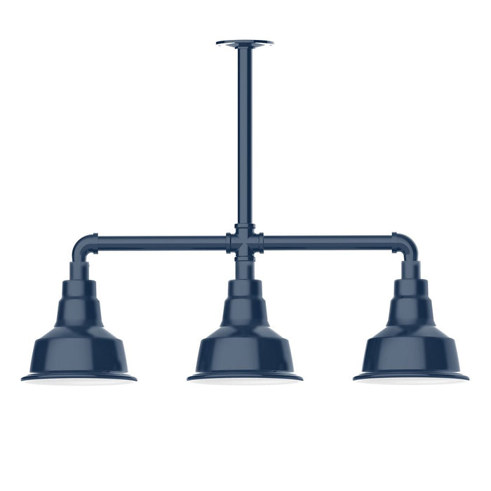 Warehouse 8" LED 3-Light Stem Hung Pendant Light in Navy