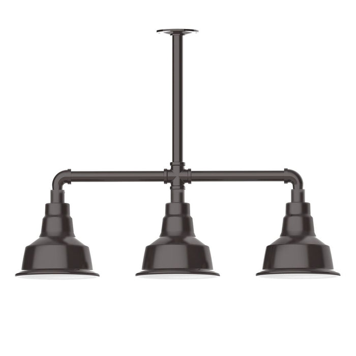 Warehouse 8" 3-light Stem Hung Pendant Light in Architectural Bronze