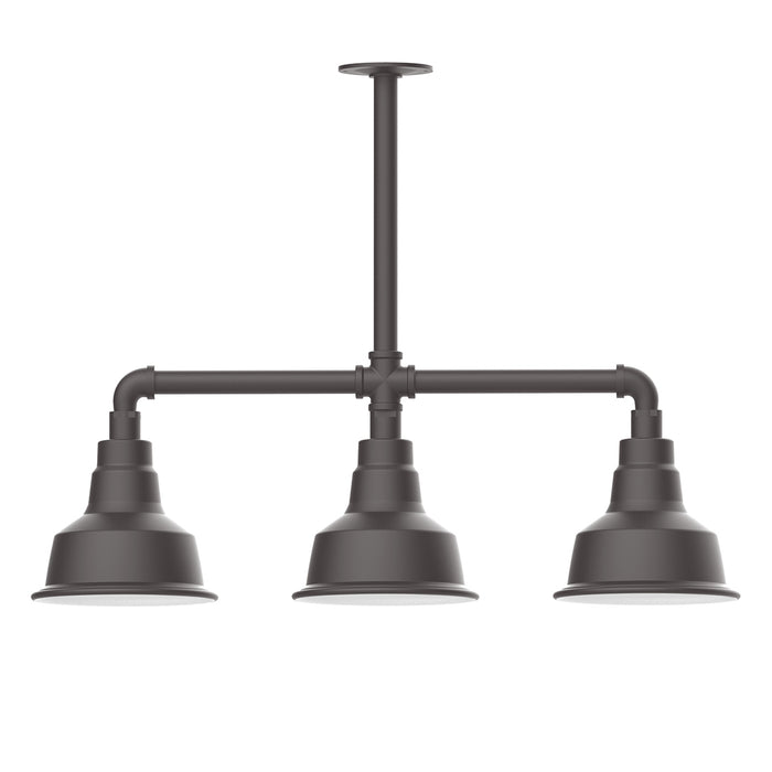Warehouse 8" 3-light LED Stem Hung Pendant Light in Bronze Matte | Montclair Light Works