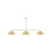 Ivory 3-light linear pendant with three dome shades and straight suspension rod