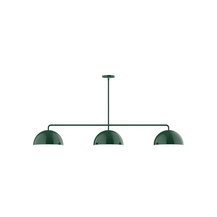 Axis Arcade 3-Light Stem Hung Pendant with Glass Globe Globe, Forest Green