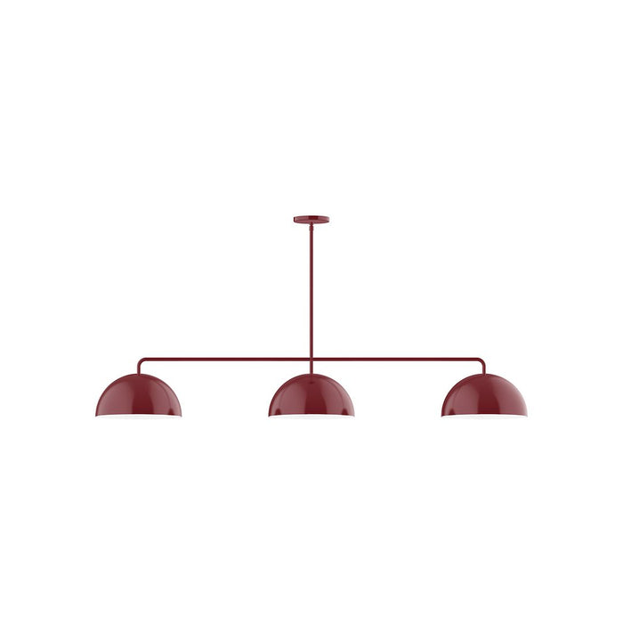 Axis Arcade 3-Light Stem Hung Pendant with Glass Globe Globe, Barn Red