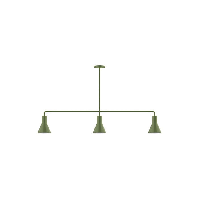 Axis Flare 3-Light Stem Hung Pendant in Fern Green