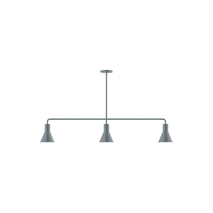 Axis Flare 3-Light Stem Hung Pendant in Slate Gray