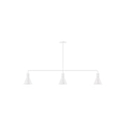 White 3-light linear pendant with three conical shades