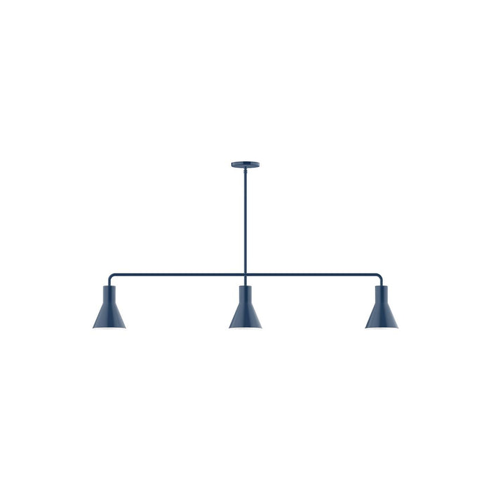 Axis Flare 3-Light Stem Hung Pendant in Navy