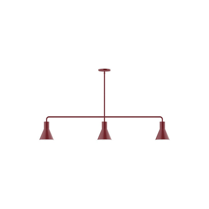 Axis Flare 3-Light Stem Hung Pendant in Barn Red