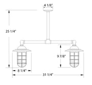 Black 4-light stem-hung pendant light dimensions with four lantern-style glass shades