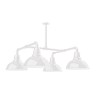 Cafe 12" LED 4-light stem hung pendant light, white with four dome shades