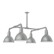 4-light stem pendant with four gray dome shades and metal arms
