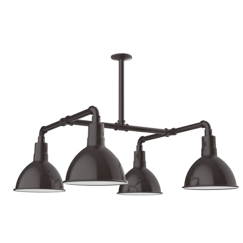 Deep Bowl 10" 4-light Stem Hung Pendant Light in Architectural Bronze