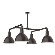 4-light stem hung pendant light with deep bowl shades, dark bronze finish