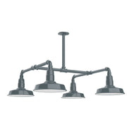 Slate gray 4-light stem pendant with four downward bell shades