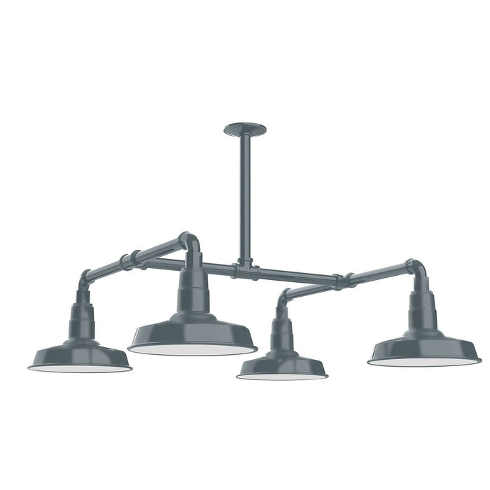 Warehouse 10" 4-light Stem Hung Pendant Light in Slate Gray
