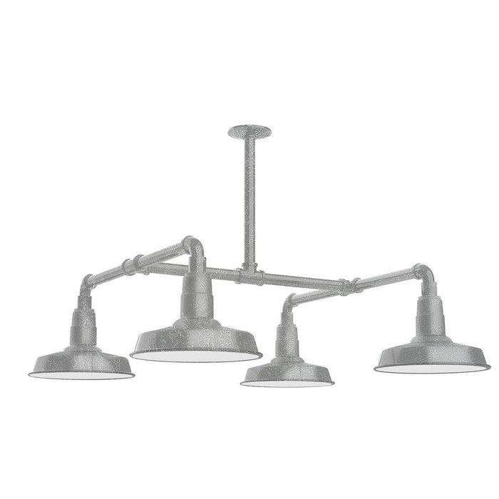Warehouse 10" 4-light Stem Hung Pendant Light in Painted Galvanized