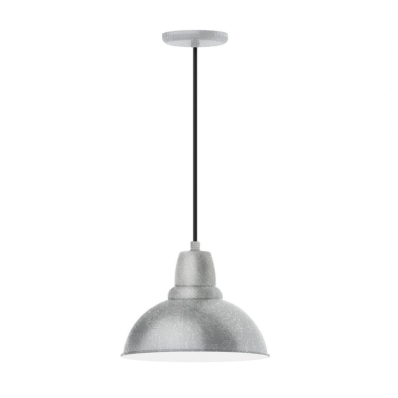 Painted galvanized LED pendant light with dome shade and dark cord